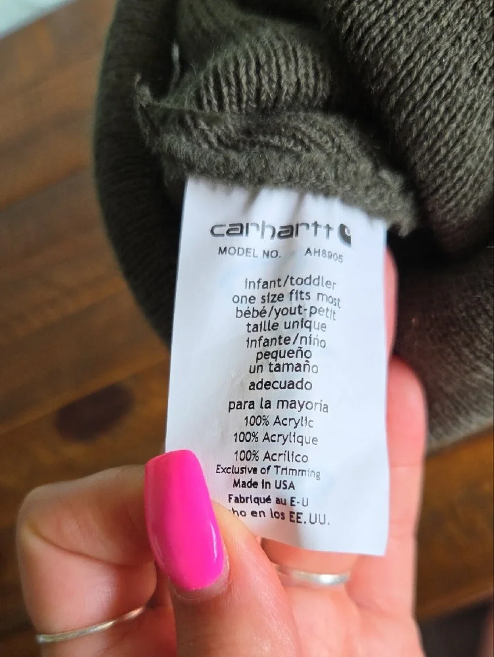 Carhartt Olive Knit Cuffed Beanie with Logo Patch Youth
